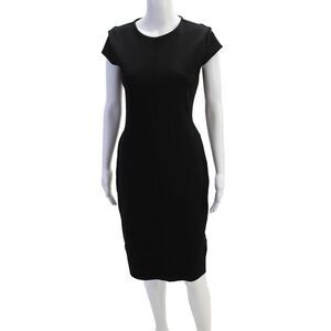 Reed Krakoff Women's Round Neck Sleeveless Fitted Midi Dress Black Size S